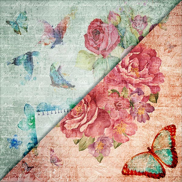 Shop Flowers and Butterflies Scrapbooking Paper for Journaling, Cardmaking, Mixed Media