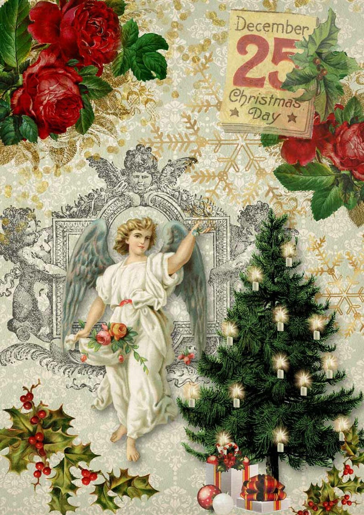 These gorgeous Christmas Angel and Tree A3 Rice Papers from Decoupage Queen are manufactured in Italy using Eco-friendly inks. This craft paper is delicate yet durable and perfect for Decoupage Art, Mixed Media