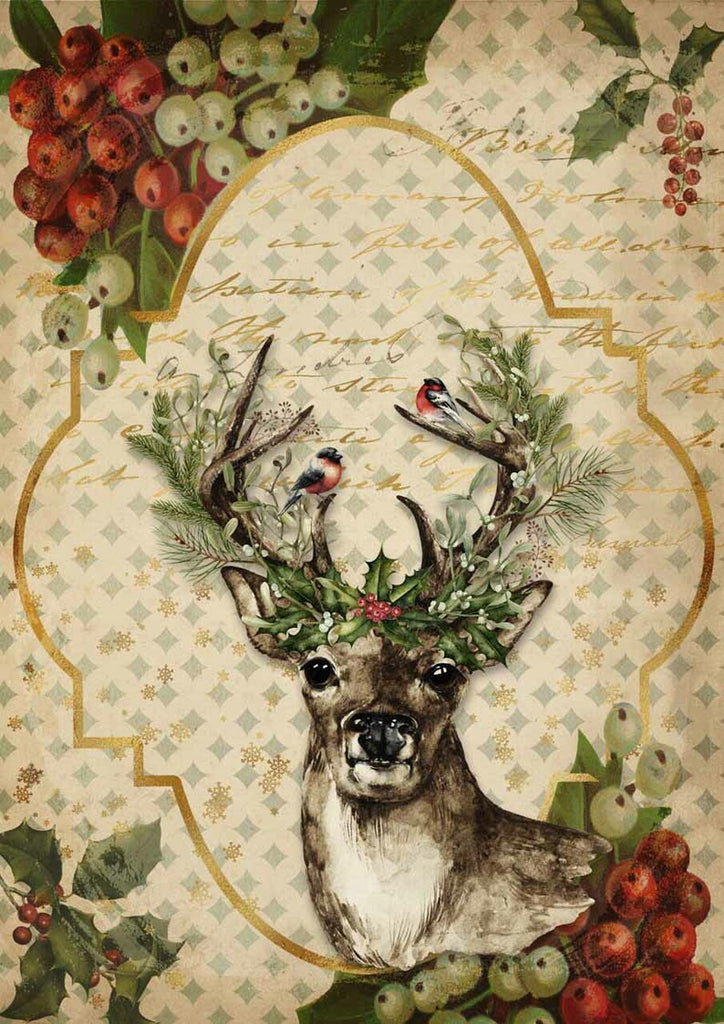 These gorgeous Christmas Reindeer A3 Rice Papers from Decoupage Queen are manufactured in Italy using Eco-friendly inks. This craft paper is delicate yet durable and perfect for Decoupage Art, Mixed Media