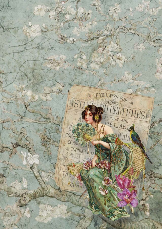 These gorgeous Sweet Perfume A3 Rice Papers from Decoupage Queen are manufactured in Italy using Eco-friendly inks. This craft paper is delicate yet durable and perfect for Decoupage Art, Mixed Media