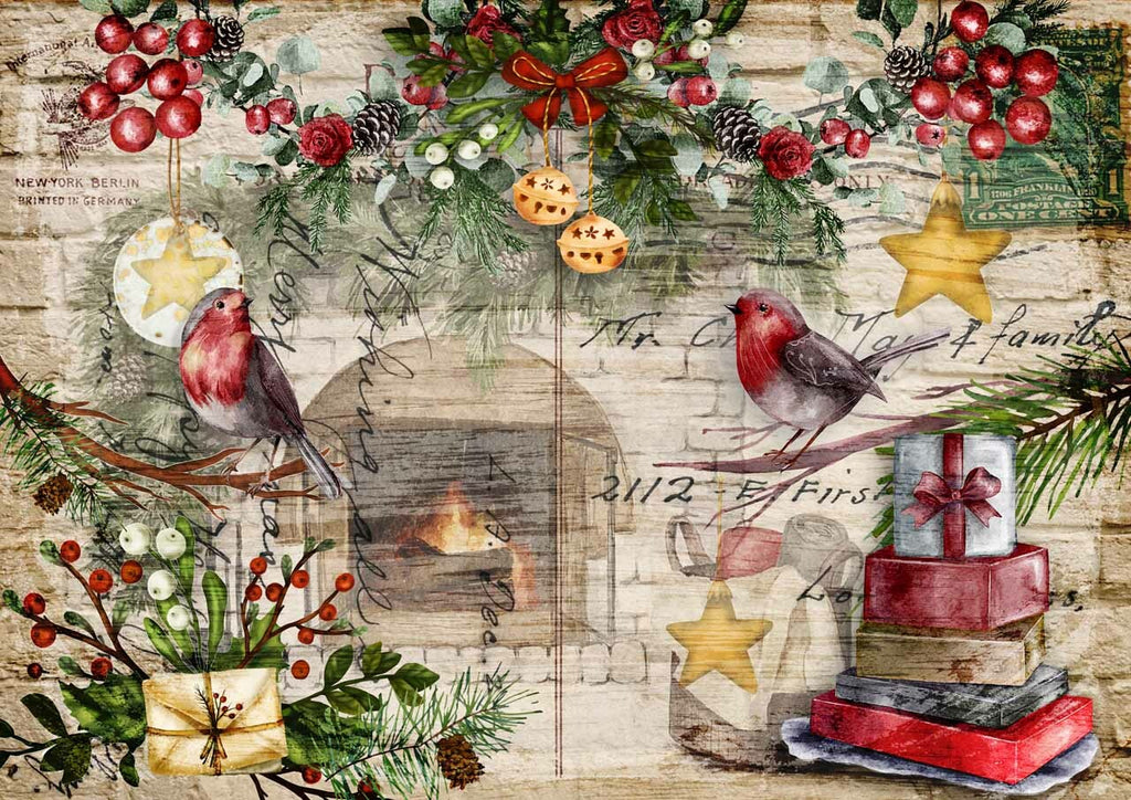 These gorgeous Festive Robins A3 Rice Papers from Decoupage Queen are manufactured in Italy using Eco-friendly inks. This craft paper is delicate yet durable and perfect for Decoupage Art, Mixed Media