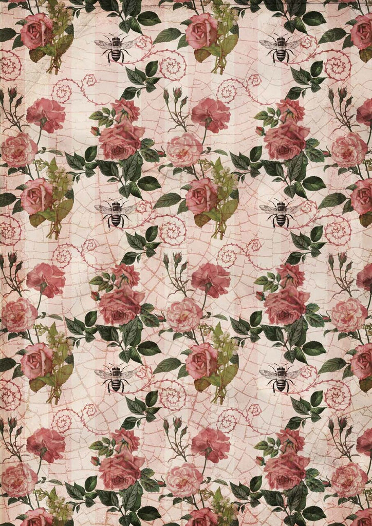 These gorgeous pink floral Roses and Stripes A3 Rice Papers from Decoupage Queen are manufactured in Italy using Eco-friendly inks. This craft paper is delicate yet durable and perfect for Decoupage Art