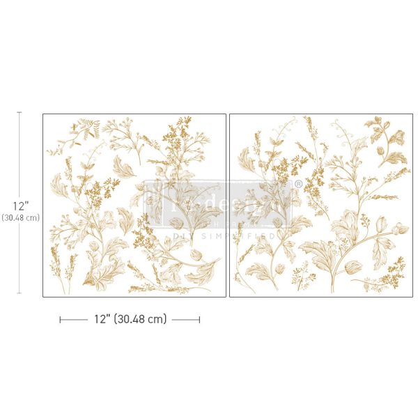 Golden leafy design. Shop Dainty Blooms 12x12 ReDesign with Prima Rub on Transfer 2 sheets