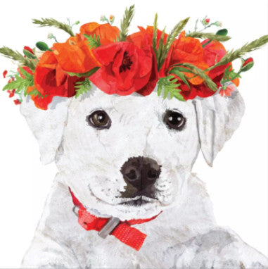 Shop Enzo's Spring White Dog with Red Rose Hat Decoupage Paper Napkins are of exceptional quality and imported from Europe. This makes them ideal for Decoupage Crafting, DIY craft projects, Scrapbooking, Mixed Media