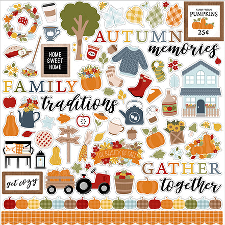This package contains Echo Park Cardstock Stickers - Fall Fever 12x12 inches. 