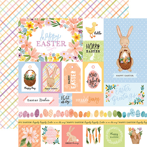 My Favorite Easter Happy Easter Echo Park Journaling Card, Seasonal Collection - 12"x12" Double-Sided Scrapbooking Cardstock