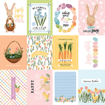 My Favorite Easter Hippity Hoppity  Echo Park Journaling Card, Seasonal Collection - 12"x12" Double-Sided Scrapbooking Cardstock