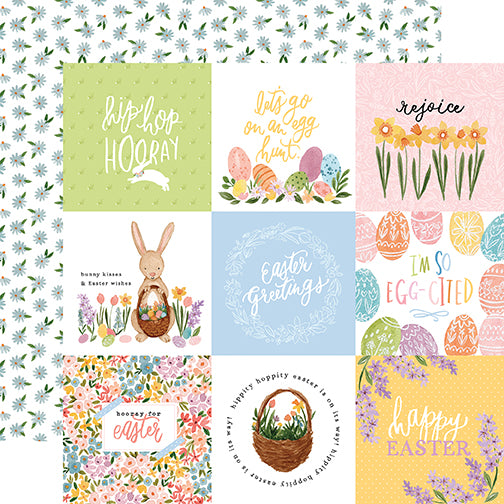 My Favorite Easter Hip Hop Horray Echo Park Journaling Card, Seasonal Collection - 12"x12" Double-Sided Scrapbooking Cardstock