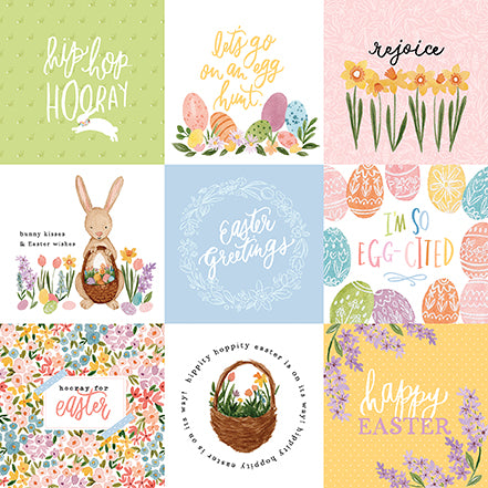 My Favorite Easter Hip Hop Horray Echo Park Journaling Card, Seasonal Collection - 12"x12" Double-Sided Scrapbooking Cardstock