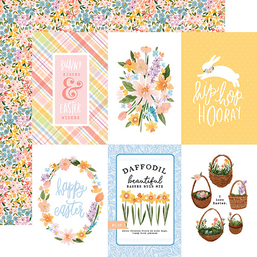My Favorite Easter Bunny Kisses Echo Park Journaling Card, Seasonal Collection - 12"x12" Double-Sided Scrapbooking Cardstock