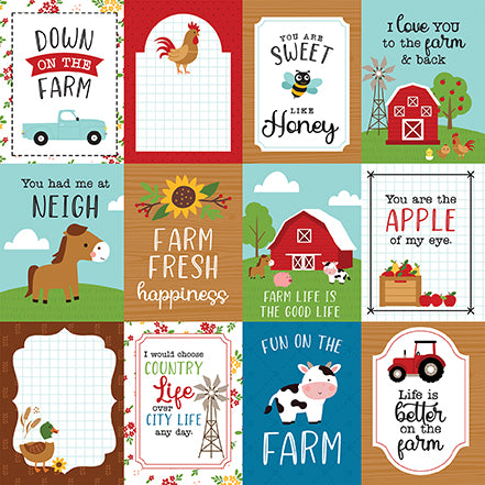 Fun on the Farm Sweet Honey Echo Park Journaling Card, Seasonal Collection - 12"x12" Double-Sided Scrapbooking Cardstock