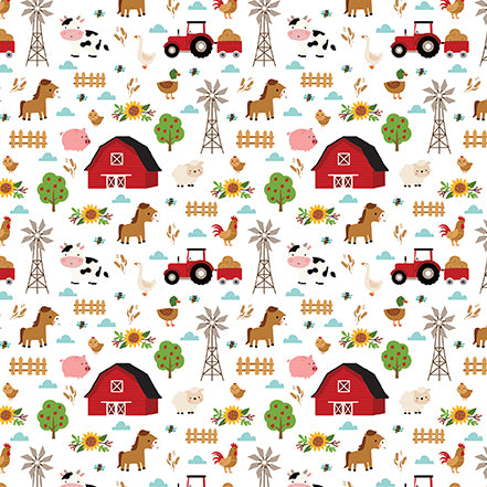 Fun on the Farm Red Barn Echo Park Journaling Card, Seasonal Collection - 12"x12" Double-Sided Scrapbooking Cardstock