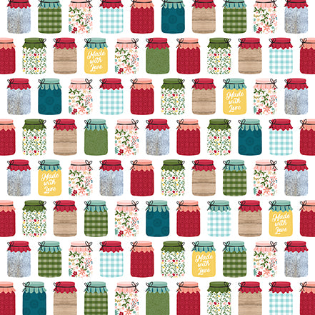 Farmers Market Jars Echo Park Journaling Card, Seasonal Collection - 12"x12" Double-Sided Scrapbooking Cardstock