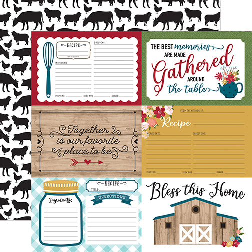 Farmers Market Gather around the Table Echo Park Journaling Card, Seasonal Collection - 12"x12" Double-Sided Scrapbooking Cardstock