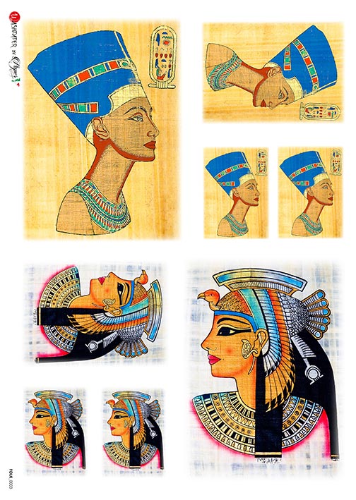 This Beautiful Egyptian Royalty A5 Rice Paper is of Exquisite Quality for Decoupage crafts. Thin yet durable. Imported from Europe. Beautiful colors
