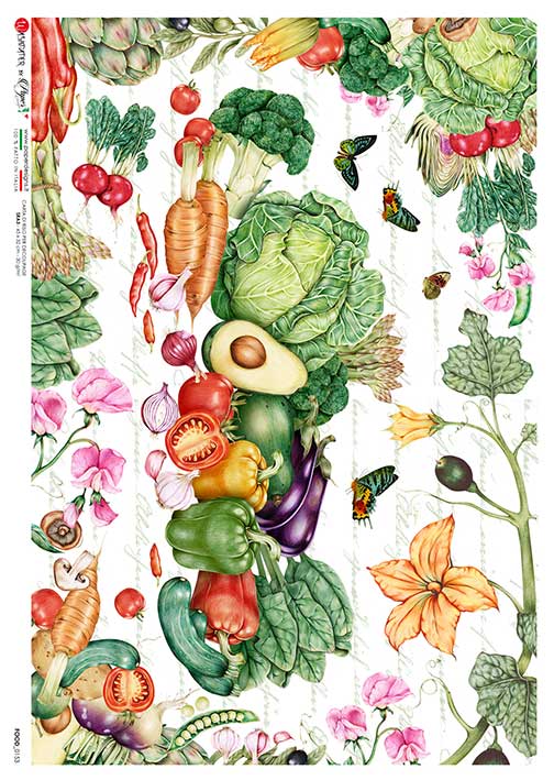 garden vegitables European Paper Designs Italy Rice Paper is of exquisite Quality for Decoupage art