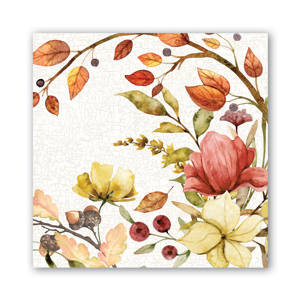 These Fall Leaves & Flowers Decoupage Paper Napkins are Imported from Europe. Ideal for Decoupage Crafting