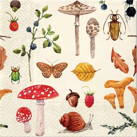 These Forest Mushrooms Decoupage Paper Napkins are of exceptional quality and imported from Europe. This makes them ideal for Decoupage Crafting, DIY craft projects, Scrapbooking, Mixed Media