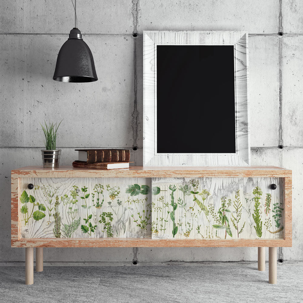 Leafy greenery on beige background-ReDesign with Prima Décor Tissue Paper for Decoupage