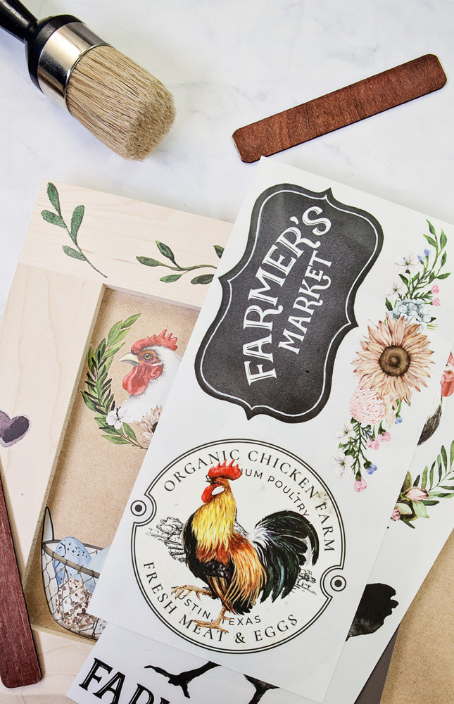 Shop Morning Farmhouse Chickens ReDesign with Prima Rub on Transfer