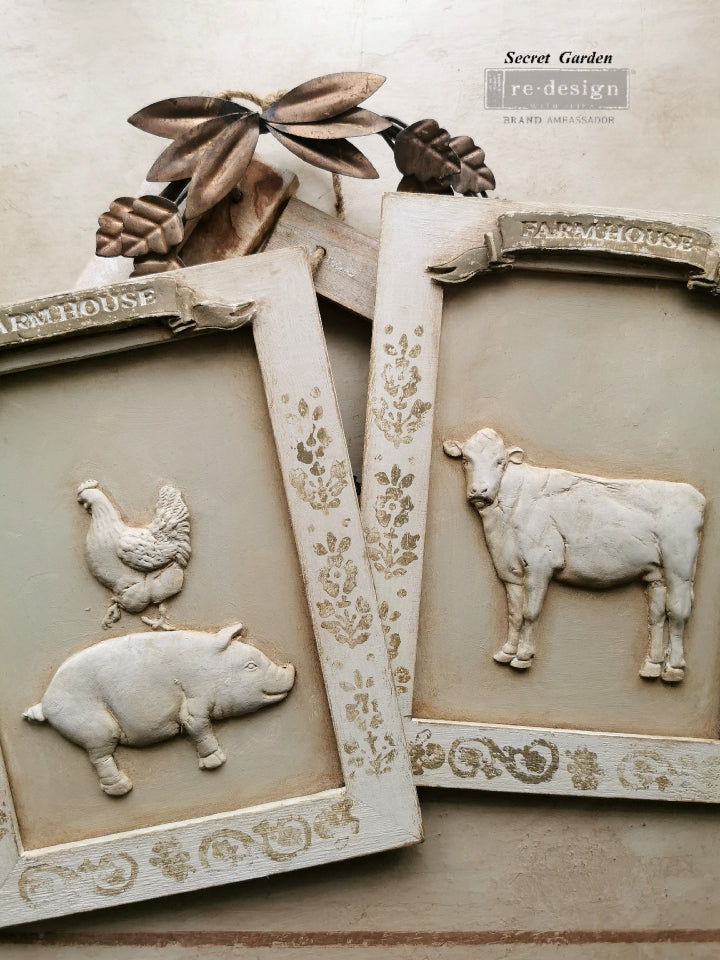 ReDesign with Prima - Decor Mold 5x8 Pattern: Farm Animals. Heat resistant and food safe. Breathe new life into your furniture, frames, plaques, boxes, scrapbooks, journals