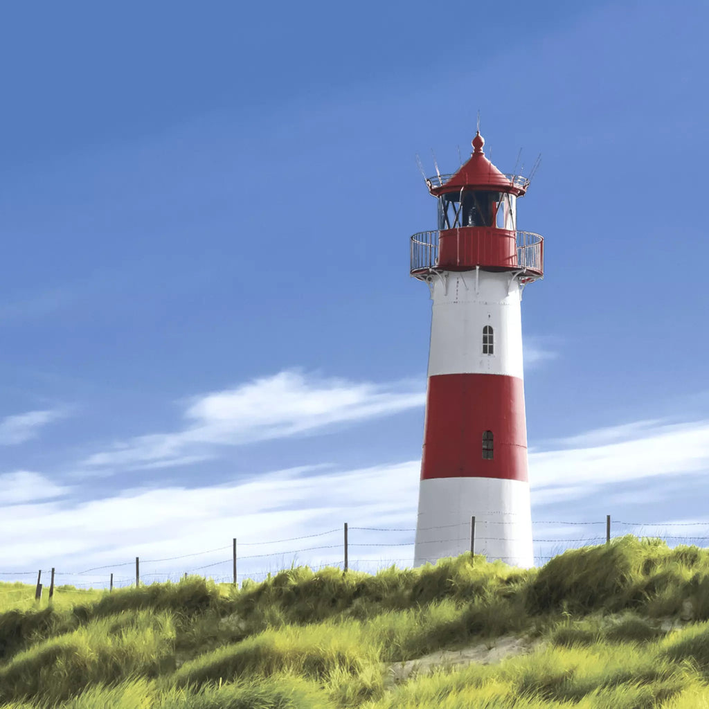 These red and white striped Lighthouse against blue sky  Decoupage Paper Napkins are of exceptional quality. Imported from Europe.  3-ply, silky feel, and vivid ink colors. Ideal for Decoupage Crafting, DIY craft project