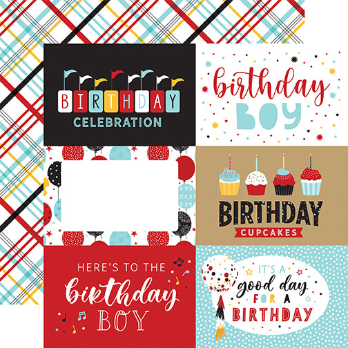 Magical Birthday Boy Celebration Echo Park Journaling Card, Seasonal Collection - 12"x12" Double-Sided Scrapbooking Cardstock