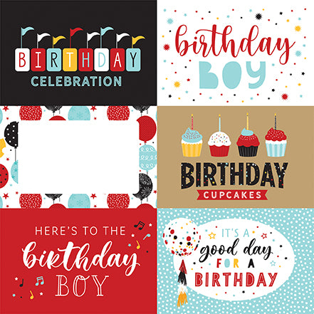 Magical Birthday Boy Celebration Echo Park Journaling Card, Seasonal Collection - 12"x12" Double-Sided Scrapbooking Cardstock
