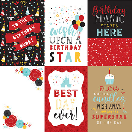 Magical Birthday Boy  DUDE Echo Park Journaling Card, Seasonal Collection - 12"x12" Double-Sided Scrapbooking Cardstock
