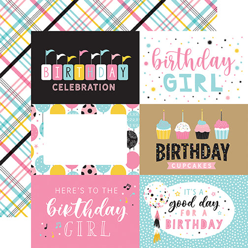 Magical Birthday Girl Celebration Echo Park Journaling Card, Seasonal Collection - 12"x12" Double-Sided Scrapbooking Cardstock
