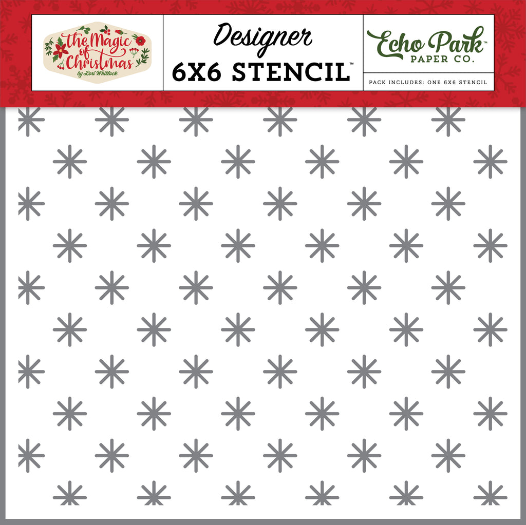Echo Park The Magic of Christmas Simple Snow Stencils are perfect for using on mixed media, card making, scrapbooking, textile art