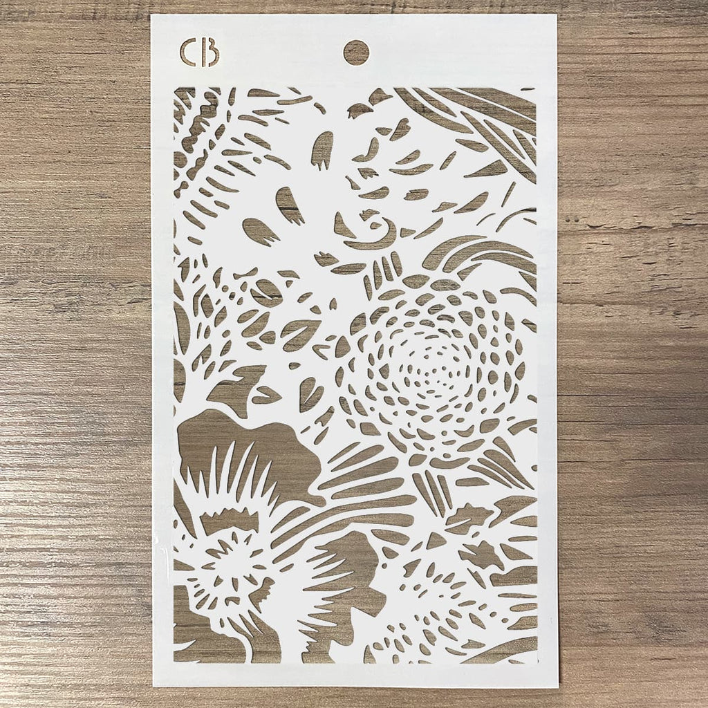 Shop Tulum Stencil Art line. Designed to add layering textures and designs to your projects. It collects different styles, mostly inspired by Ciao Bella's Scrapbooking paper and Rice Paper collections