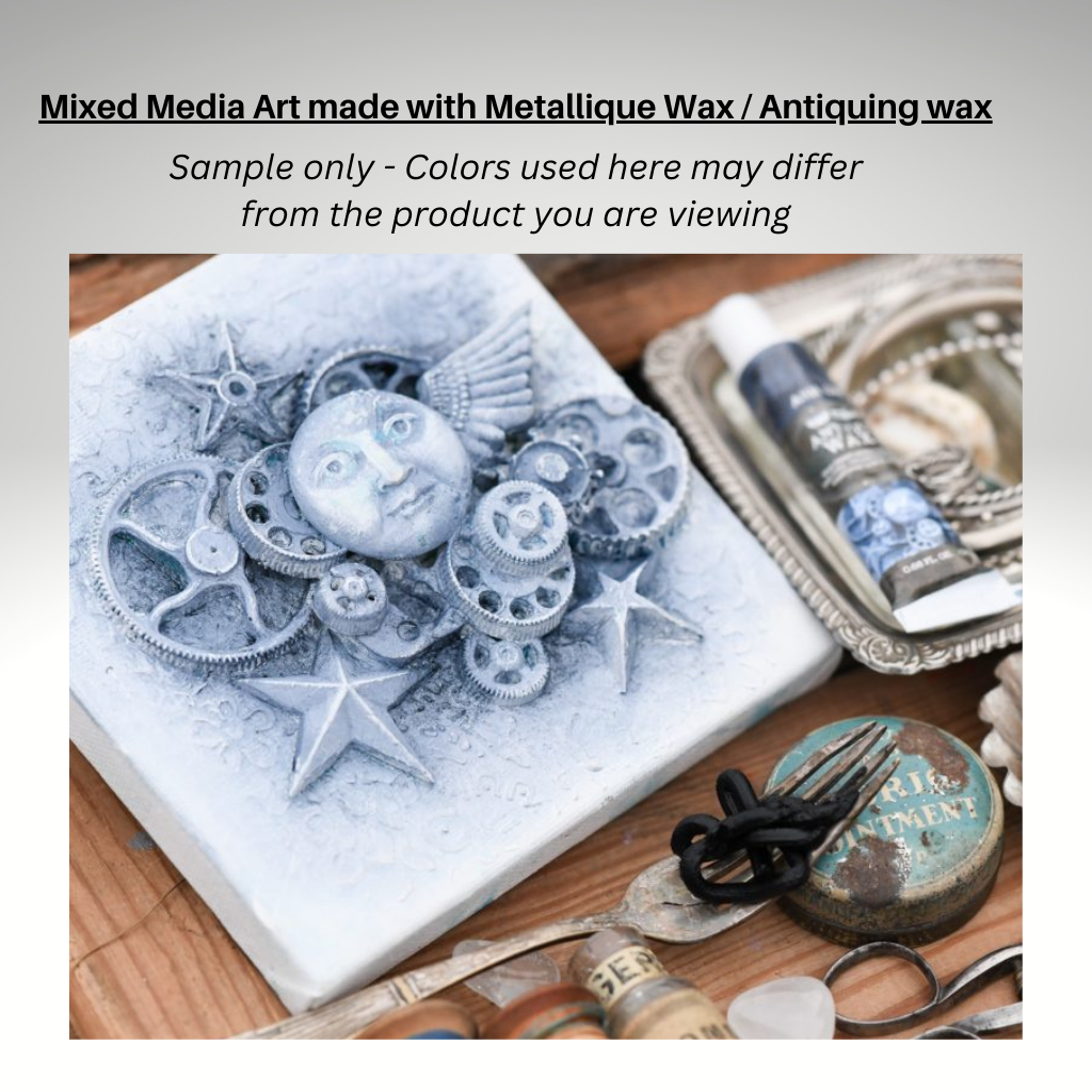 Old Denim Finnabair Art Alchemy Metallique Wax - 1 tube .68 oz (20 ml). This beautiful, metallic beeswax-based paste will turn your artwork into a real treasure