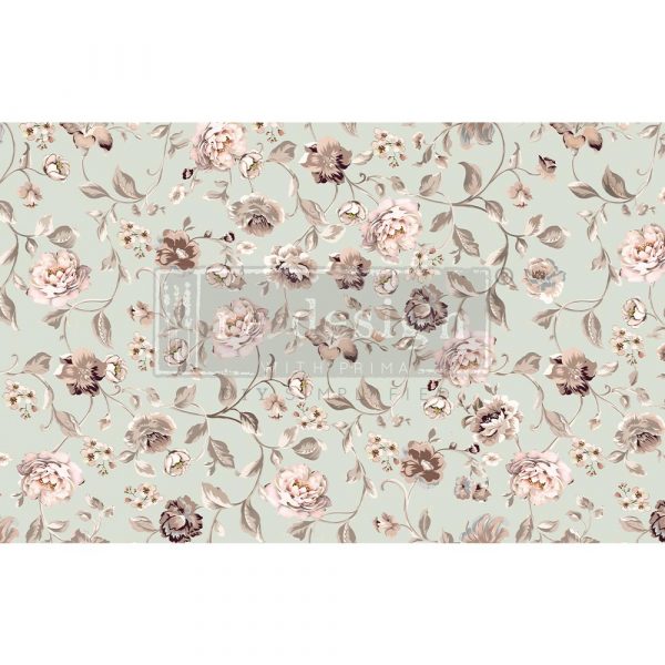 Mint and pink floral, ReDesign with Prima Décor Tissue Paper for Decoupage