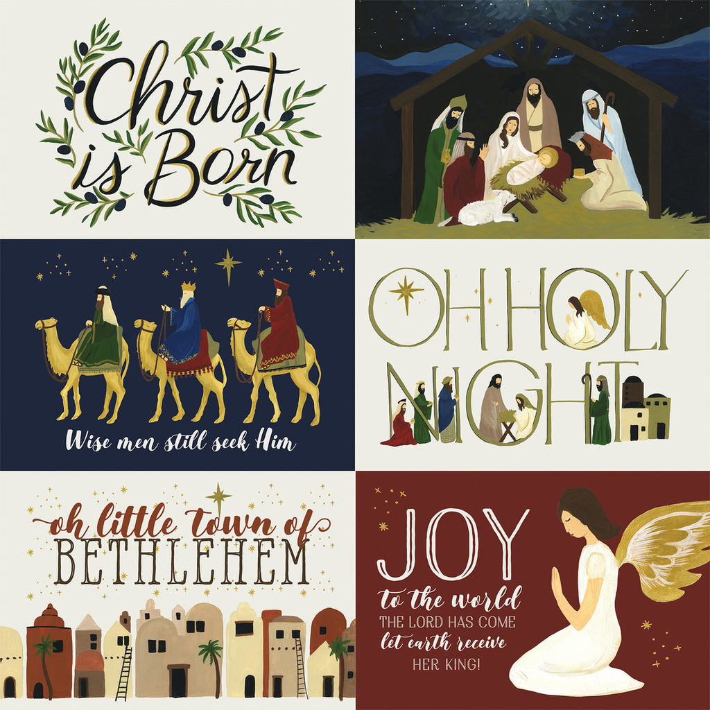 Echo Park Journaling Card, The Oh Holy Night Collection - 12"x12" Double-Sided Scrapbooking Cardstock. Individual Squares.