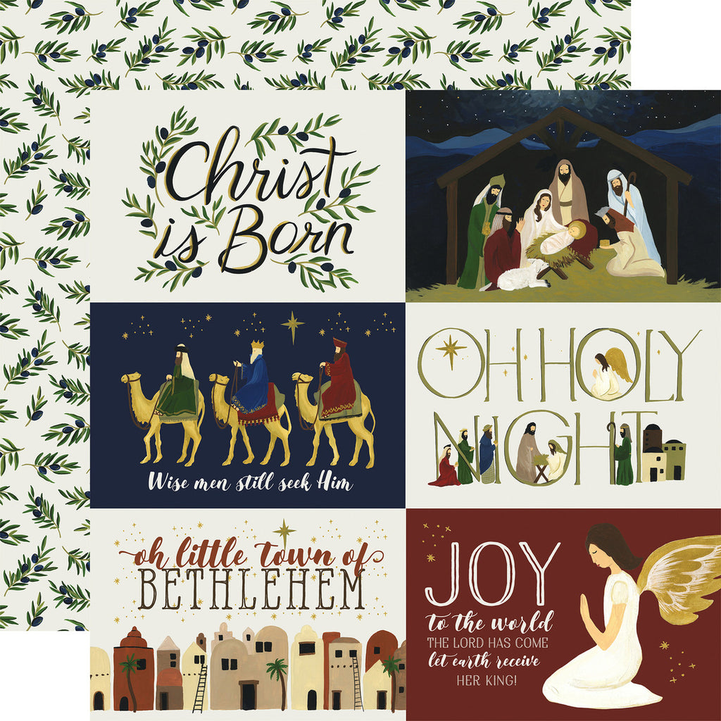 Echo Park Journaling Card, The Oh Holy Night Collection - 12"x12" Double-Sided Scrapbooking Cardstock. Individual Squares.
