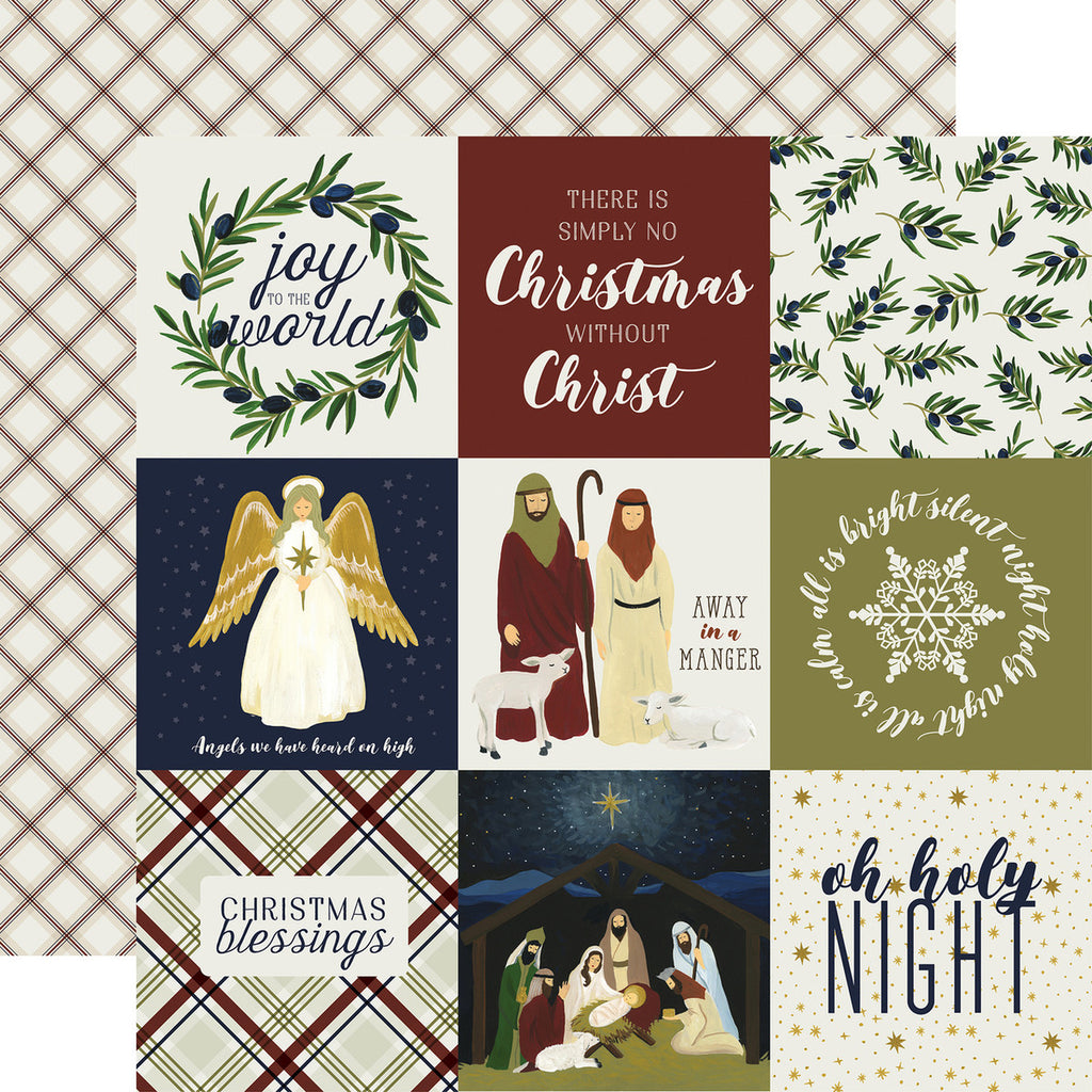 Echo Park Journaling Card, The Oh Holy Night Collection - 12"x12" Double-Sided Scrapbooking Cardstock. Individual Squares