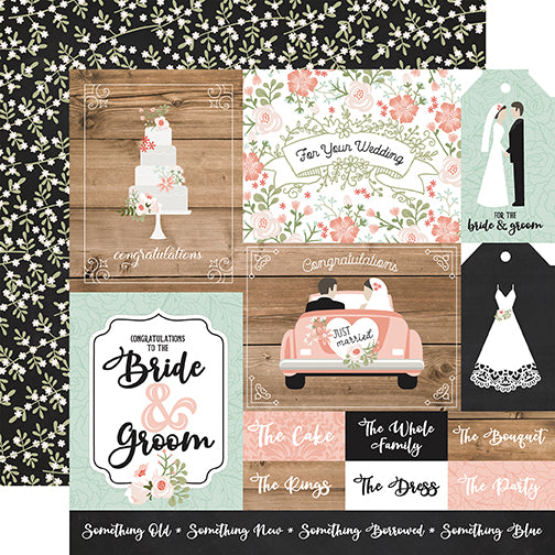 Our Wedding Bride and Groom Laughter  together Echo Park Journaling Card, Seasonal Collection - 12"x12" Double-Sided Scrapbooking Cardstock