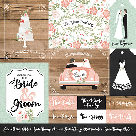 Our Wedding Bride and Groom Laughter  together Echo Park Journaling Card, Seasonal Collection - 12"x12" Double-Sided Scrapbooking Cardstock