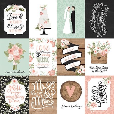 Our Wedding Love and Laughter  together Echo Park Journaling Card, Seasonal Collection - 12"x12" Double-Sided Scrapbooking Cardstock