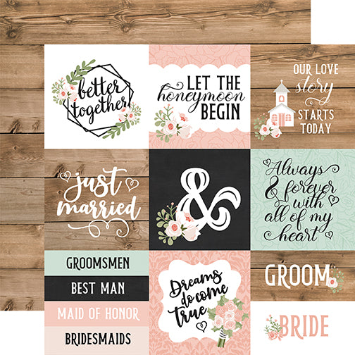 Our Wedding Better  together Echo Park Journaling Card, Seasonal Collection - 12"x12" Double-Sided Scrapbooking Cardstock