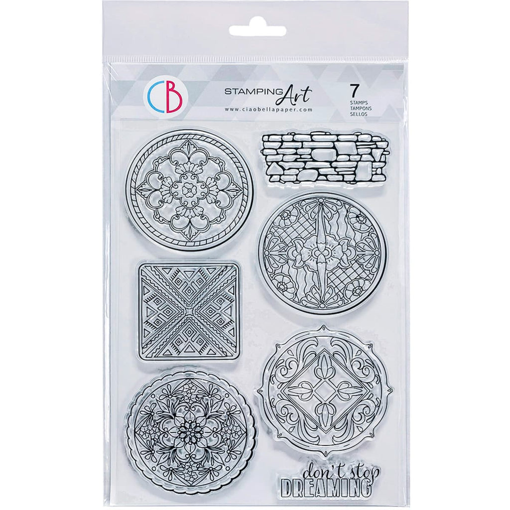 Shop Talaveras Southwestern Tiles Ciao Bella clear high quality Photopolymer Stamps. Ink used on these stamps has excellent adhesion and the stamp produces a very crisp and detailed stamped image