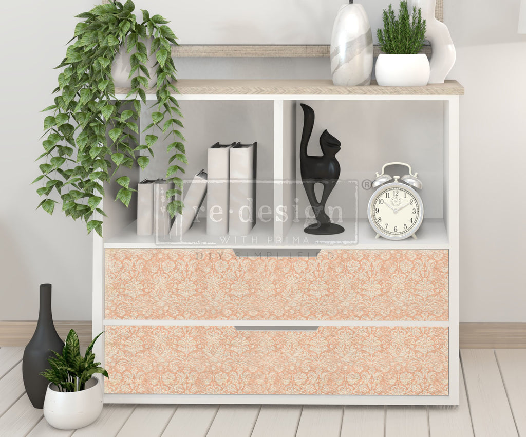 Peach Damask ReDesign with Prima Décor Tissue Paper for Decoupage