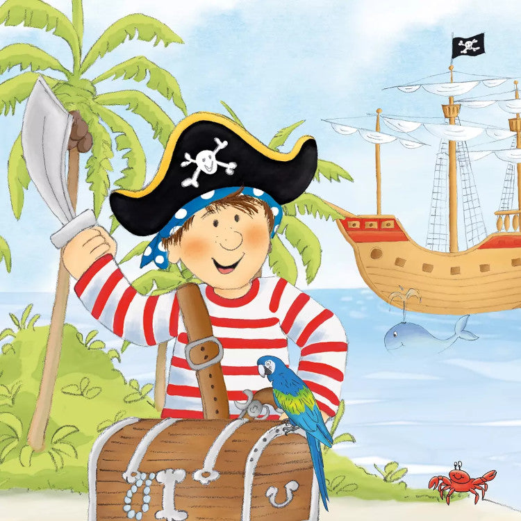 These cartoon boy Pirate and Ship Decoupage Paper Napkins are of exceptional quality. Imported from Europe.  3-ply, silky feel, and vivid ink colors. Ideal for Decoupage Crafting, DIY craft projects, Scrapbooking