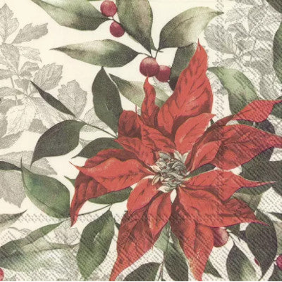 These Christmas Poinsettia Decoupage Paper Napkins are exceptional quality. Imported from Europe. 3-ply. Ideal for Decoupage Crafting, DIY craft projects, Scrapbooking, Mixed Media