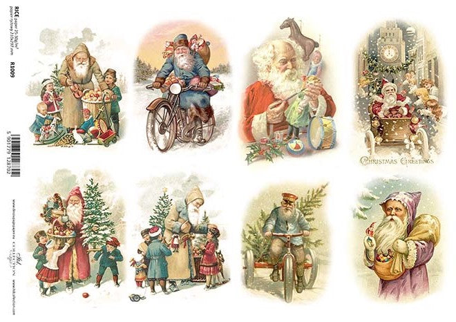 Shop ITD Collection Vintage Santa Rice Paper for Crafting, Scrapbooking, Journaling, Cardmaking