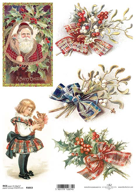  Rice Paper for Decoupage A4 Merry Christmas (Vintage Winter  Kids - 2 Sheets)