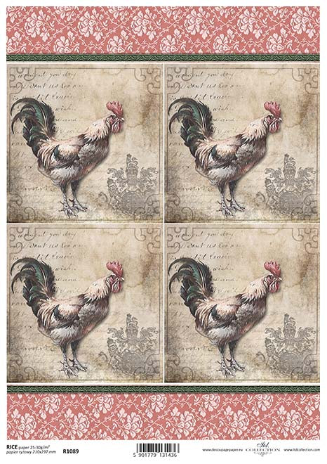 Shop ITD Collection Country Rooster Rice Paper for Crafting, Scrapbooking, Journaling, Cardmaking