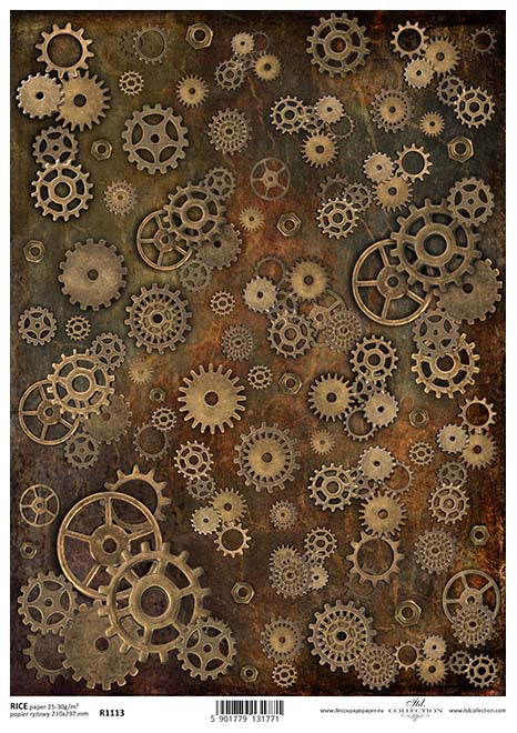 Shop ITD Collection Gears Rice Paper for Crafting, Scrapbooking, Journaling, Cardmaking