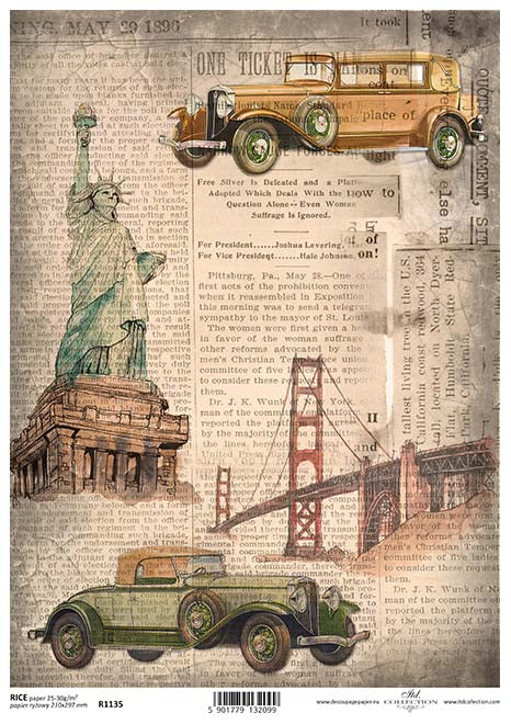 Vintage Antique American Cars A4 Decoupage Rice Paper for Crafting ...